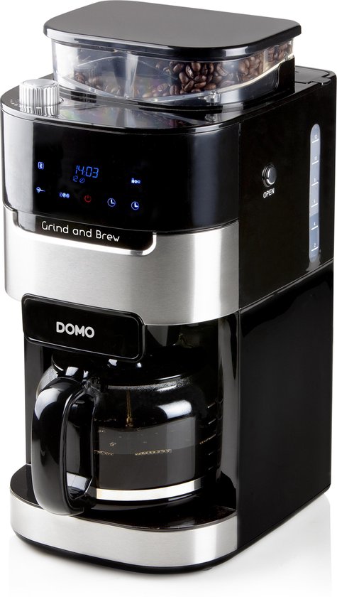 DOMO DO721K Koffiezetapparaat Grind Brew - Filterkoffie - Geschikt Voor Koffiebonen en Gemalen Koffie - 12 Kopjes - Zwart
