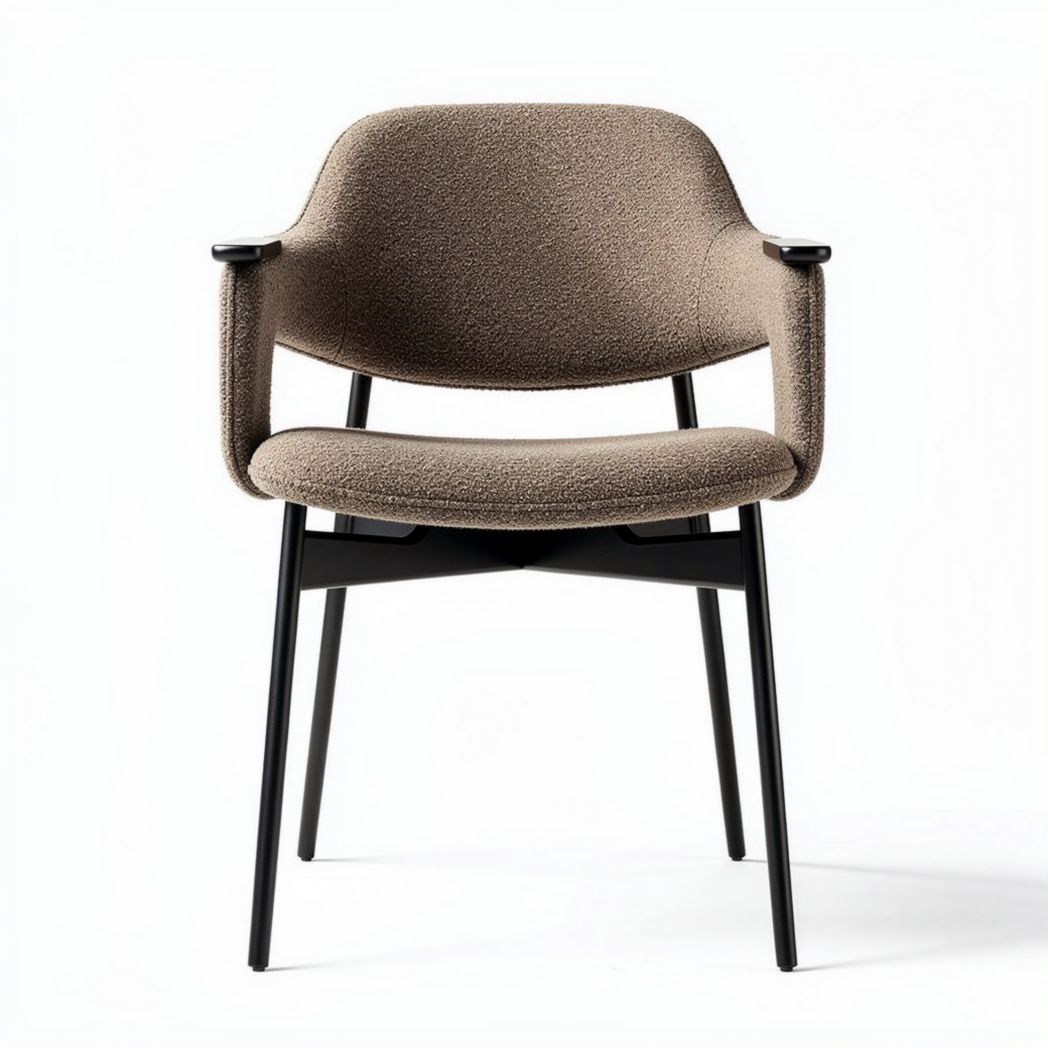 Stoel met stoffen bekleding in bruin en zwart onderstel 45 x 55 x 80cm