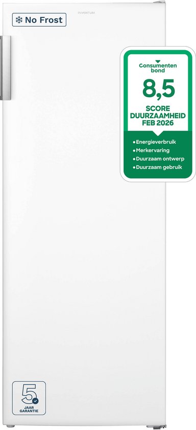 Inventum VR1430B No Frost kastmodel vriezer energiezuinig - 161 liter - 143 cm hoog - Supervriezen - Energielabel C - Geschikt voor garage tot -15°C - Vrijstaand - 5 lades/vakken - Zwart(Wit)
