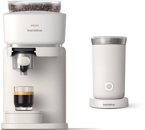 Philips Baristina + Melkopschuimer Bundel - BAR303/60 - Espressomachine - Pistonmachine - Zwart(Wit Wit)