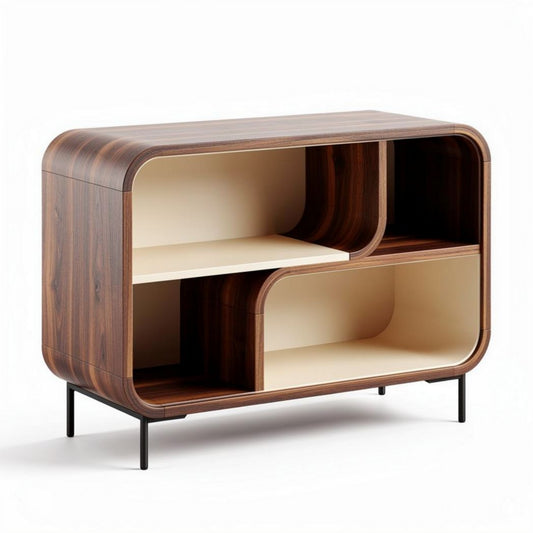 Houten tv-meubel met open opbergruimte en metalen poten 120 x 40 x 80cm