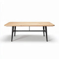 eettafel van massief hout met metalen onderstel 150 x 80 x 75cm