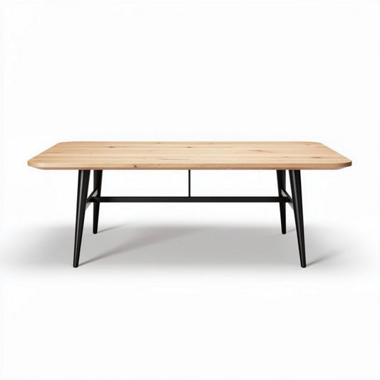 Eettafel van massief hout met metalen onderstel 150 x 80 x 75cm