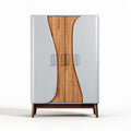 Houten kast met een grijze afwerking en moderne deurdesigns 80 x 45 x 130cm