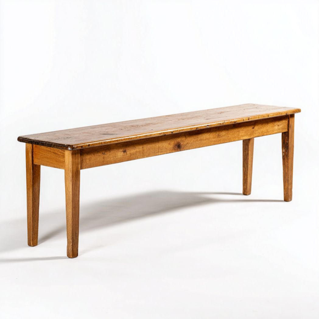 Houten bank van acaciahout met zwart metalen onderstel 100 x 30 x 40cm