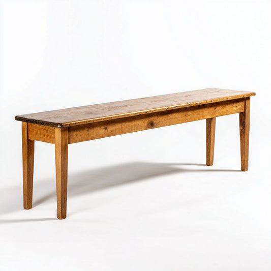 Houten bank van acaciahout met zwart metalen onderstel 100 x 30 x 40cm