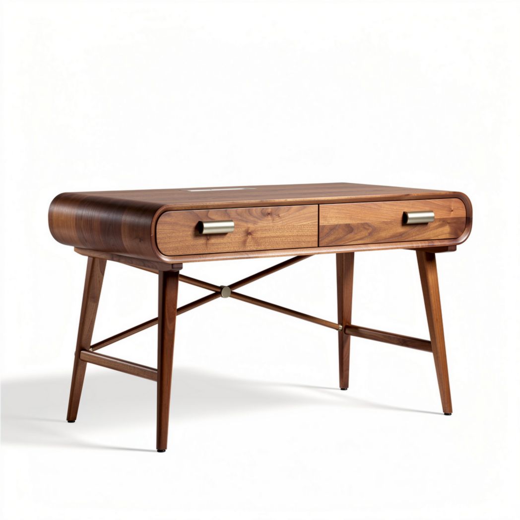 Houten bureau met lades 120 x 60 x 75cm in walnootkleur