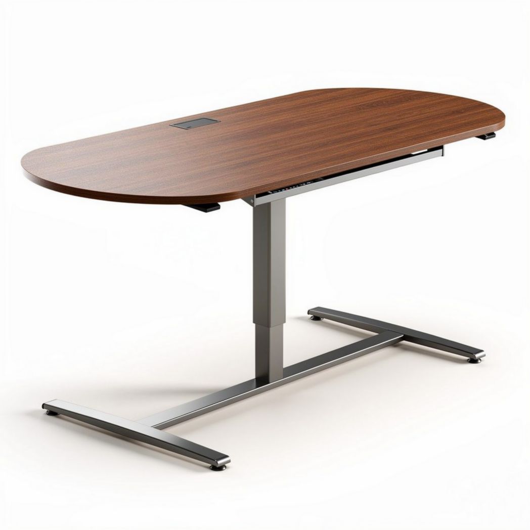 Bureau met eikenhouten blad en verstelbaar metalen onderstel 150 x 75 x 75cm