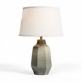 Tafellamp keramiek met stoffen lampenkap 25 x 25 x 40cm grijs en wit
