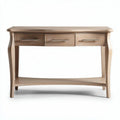 Houten console tafel met drie lades 120 x 40 x 75cm naturel б