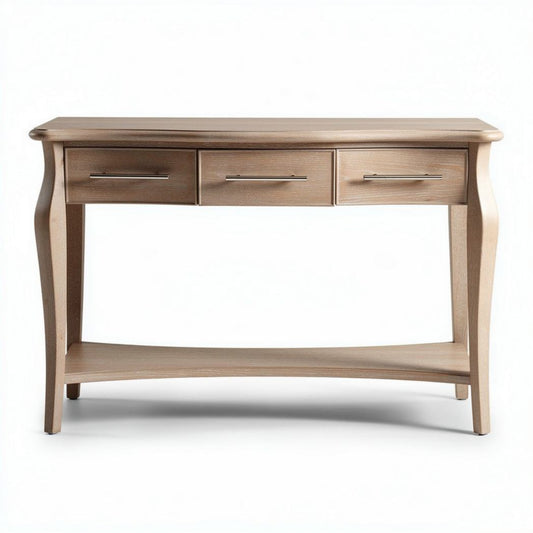 Houten console tafel met drie lades 120 x 40 x 75cm naturel б