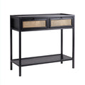 console tafel met lade van hout en metalen poten 90 x 35 x 75cm
