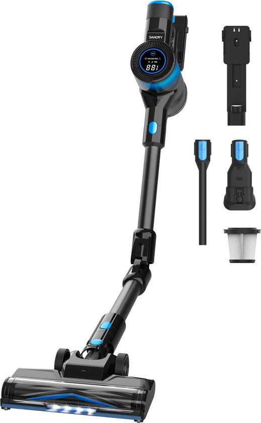Sanovy Turbo Flex X28 Steelstofzuiger Draadloos - Zonder Zak - Op Accu - 350W - 28Kpa - Met Opzetstukken - Draadloze Stofzuiger Zonder Zak