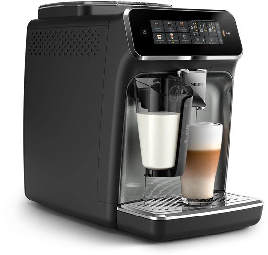 Philips 3300 Series - Espressomachine - 5 Warme  Koude Dranken - LatteGo Melksysteem - 40% Stiller - AquaClean Filter - Volautomatisch - Zwart  Zilver - Koffiemachine met bonen - EP3349/70