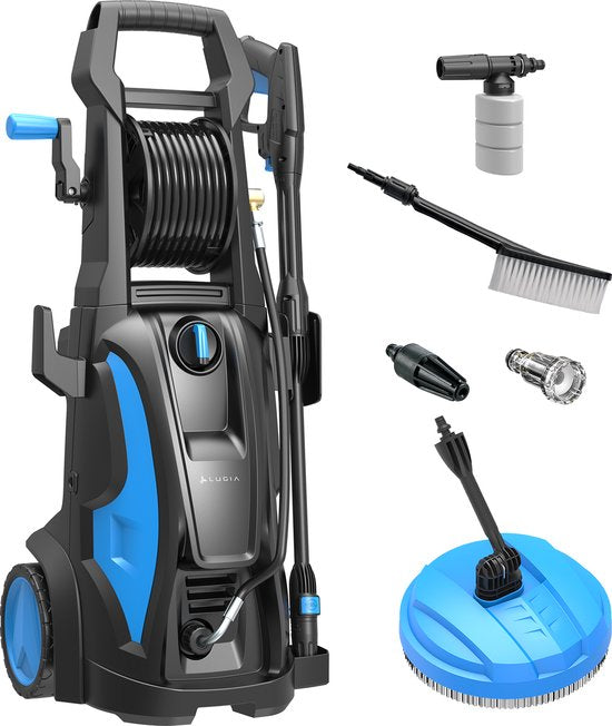 Lugia Hogedrukreiniger Pro - 185 bar - 2200W - 550 L/H - Bundel Pakket met Terrasreiniger - Roterende Borstel en Turbo spuitmond